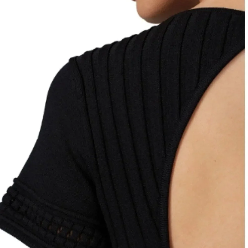 Parker Hamilton Knit Ribbed Fit & Flare Dress Black